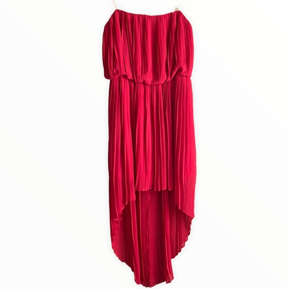 BCBG NWT Pretty In Pink Pleated Strapless High Low Dress Size Small - Picture 3 of 7